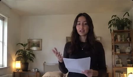 Someone rehearsing for a maid of honour speech at home