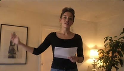 Someone rehearsing for a leaving-do speech at home
