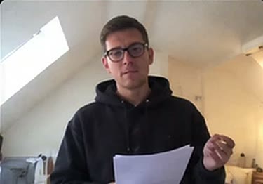 Someone rehearsing for a wedding toast at home