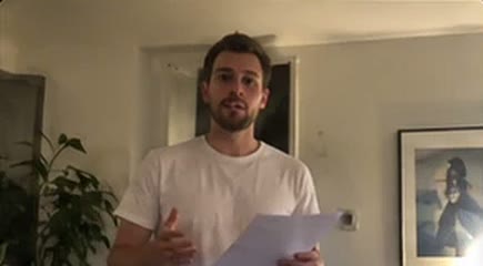 Someone rehearsing for a tech conference talk at home